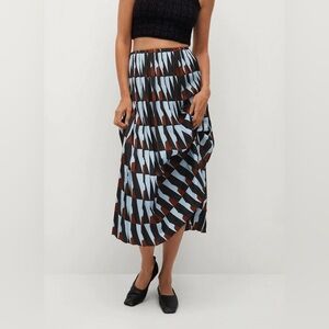 Mango Pleated Midi Skirt in Geometric Pattern